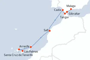 Carte de l’itinéraire du Star Flyer · 10 jours / 9 nuits, Canaries