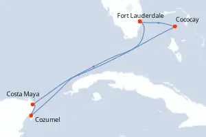 Carte de l’itinéraire du Symphony of the Seas · 7 jours / 6 nuits, Caraïbes occidentales