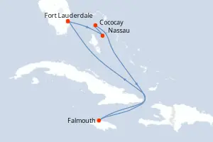 Carte de l’itinéraire du Symphony of the Seas · 7 jours / 6 nuits, Bahamas