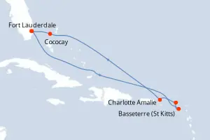 Carte de l’itinéraire du Symphony of the Seas · 9 jours / 8 nuits, Petites Antilles