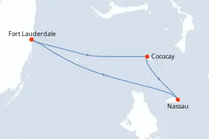 Carte de l’itinéraire du Symphony of the Seas · 5 jours / 4 nuits, Bahamas