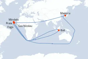 Carte de l’itinéraire du Ponant · 8 jours / 7 nuits, Îles de l'Atlantique