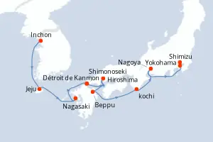 Carte de l’itinéraire du Norwegian Jade · 10 jours / 9 nuits, Extrême-Orient