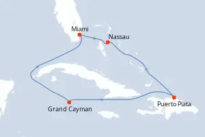 Carte de l’itinéraire de l’Independence of the Seas · 8 jours / 7 nuits, Caraïbes