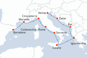 Itinéraire : Méditerranée & mers adjacentes