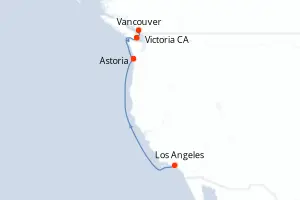 Carte de l’itinéraire du Norwegian Encore · 7 jours / 6 nuits, Amérique du Nord