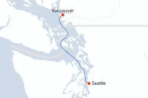 Carte de l’itinéraire du Norwegian Encore · 2 jours / 1 nuit, Amérique du Nord