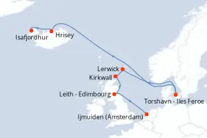 Carte de l’itinéraire du SH Diana · 10 jours / 9 nuits, Îles britanniques & Irlande