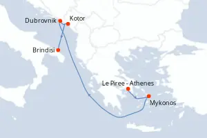 Carte de l’itinéraire de l’EXPLORA II · 6 jours / 5 nuits, Cyclades