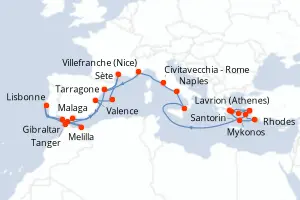 Carte de l’itinéraire du Celestyal Discovery · 27 jours / 26 nuits, Îles grecques