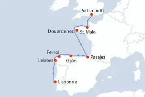 Carte de l’itinéraire du MS Fridtjof Nansen