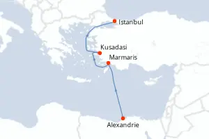 Carte de l’itinéraire de l’Aroya · 5 jours / 4 nuits, Méditerranée orientale