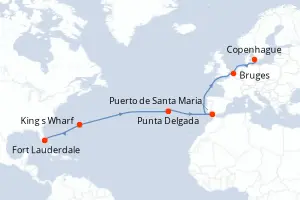 Carte de l’itinéraire du Jewel of the Seas · 17 jours / 16 nuits, Baltique