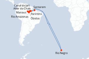 Carte de l’itinéraire du RV Brasilian Dream · 11 jours / 10 nuits, Amérique du Sud