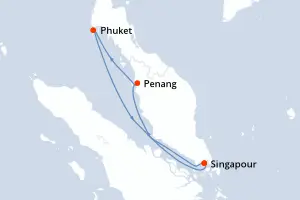 Carte de l’itinéraire du Quantum of the Seas · 5 jours / 4 nuits, Asie du Sud-Est