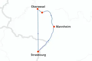 Carte de l’itinéraire de la Boheme · 4 jours / 3 nuits, Rhin · Main · Moselle