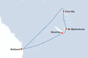Carte de l’itinéraire du Quantum of the Seas · 9 jours / 8 nuits, Pacifique Sud / Polynésie