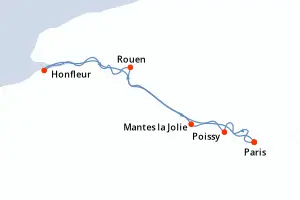 Carte de l’itinéraire du Seine Princess · 5 jours / 4 nuits, Seine