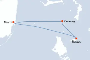 Carte de l’itinéraire de l’Allure of the Seas · 5 jours / 4 nuits, Bahamas