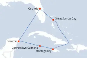 Carte de l’itinéraire du Norwegian Epic · 8 jours / 7 nuits, Bahamas
