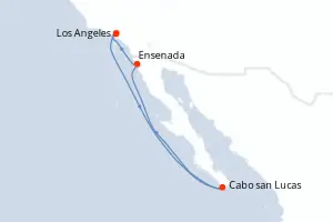 Carte de l’itinéraire du Norwegian Encore · 6 jours / 5 nuits, Mexique Pacifique & Basse-Californie