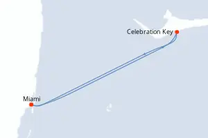 Carte de l’itinéraire du Carnival Conquest · 4 jours / 3 nuits, Bahamas
