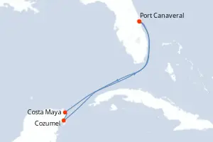 Carte de l’itinéraire de l’Explorer of the Seas · 6 jours / 5 nuits, Caraïbes occidentales