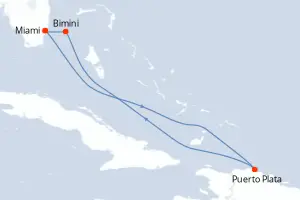 Carte de l’itinéraire du Scarlet Lady · 6 jours / 5 nuits, Caraïbes