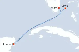 Carte de l’itinéraire du Scarlet Lady · 6 jours / 5 nuits, Caraïbes
