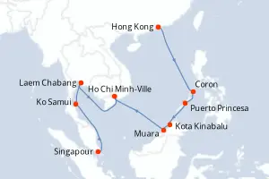 Carte de l’itinéraire du Norwegian Jade · 13 jours / 12 nuits, Asie du Sud-Est
