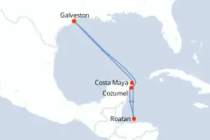 Carte de l’itinéraire du Symphony of the Seas · 7 jours / 6 nuits, Caraïbes occidentales