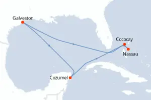 Carte de l’itinéraire du Symphony of the Seas · 9 jours / 8 nuits, Bahamas