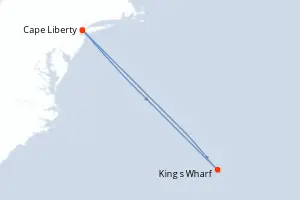 Carte de l’itinéraire de l’Independence of the Seas · 6 jours / 5 nuits, Amérique du Nord