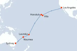 Carte de l’itinéraire du Queen Victoria · 19 jours / 18 nuits, Australie & Nouvelle-Zélande
