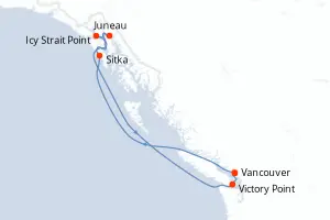 Carte de l’itinéraire du Serenade of the Seas · 8 jours / 7 nuits, Amérique du Nord