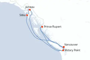 Carte de l’itinéraire du Serenade of the Seas · 8 jours / 7 nuits, Amérique du Nord