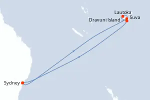 Carte de l’itinéraire du Royal Princess · 13 jours / 12 nuits, Pacifique Sud / Polynésie