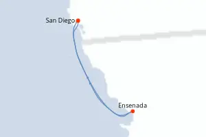Carte de l’itinéraire du Serenade of the Seas · 4 jours / 3 nuits, Mexique Pacifique & Basse-Californie