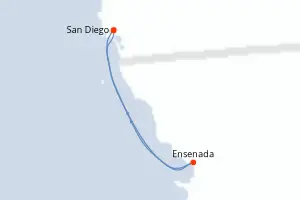 Carte de l’itinéraire du Serenade of the Seas · 4 jours / 3 nuits, Mexique Pacifique & Basse-Californie