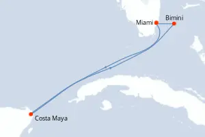 Carte de l’itinéraire du Scarlet Lady · 6 jours / 5 nuits, Caraïbes