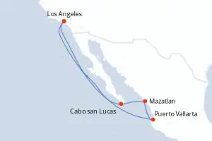 Carte de l’itinéraire du Voyager of the Seas · 8 jours / 7 nuits, Mexique Pacifique & Basse-Californie