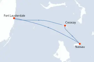 Carte de l’itinéraire de l’Oasis of the Seas · 5 jours / 4 nuits, Bahamas