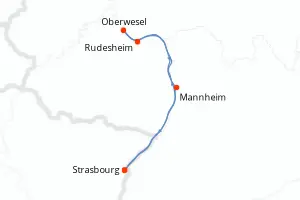 Carte de l’itinéraire du MS France · 5 jours / 4 nuits, Rhin · Main · Moselle