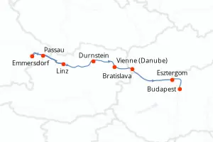 Carte de l’itinéraire de l’Amadeus Nova · 8 jours / 7 nuits, Danube