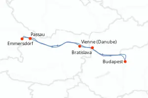 Carte de l’itinéraire de l’Amadeus Nova · 7 jours / 6 nuits, Danube