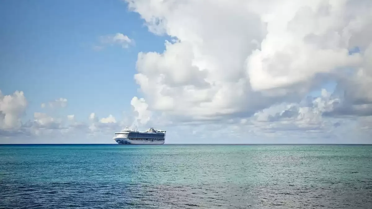 Le Caribbean Princess en mer, vu du ciel