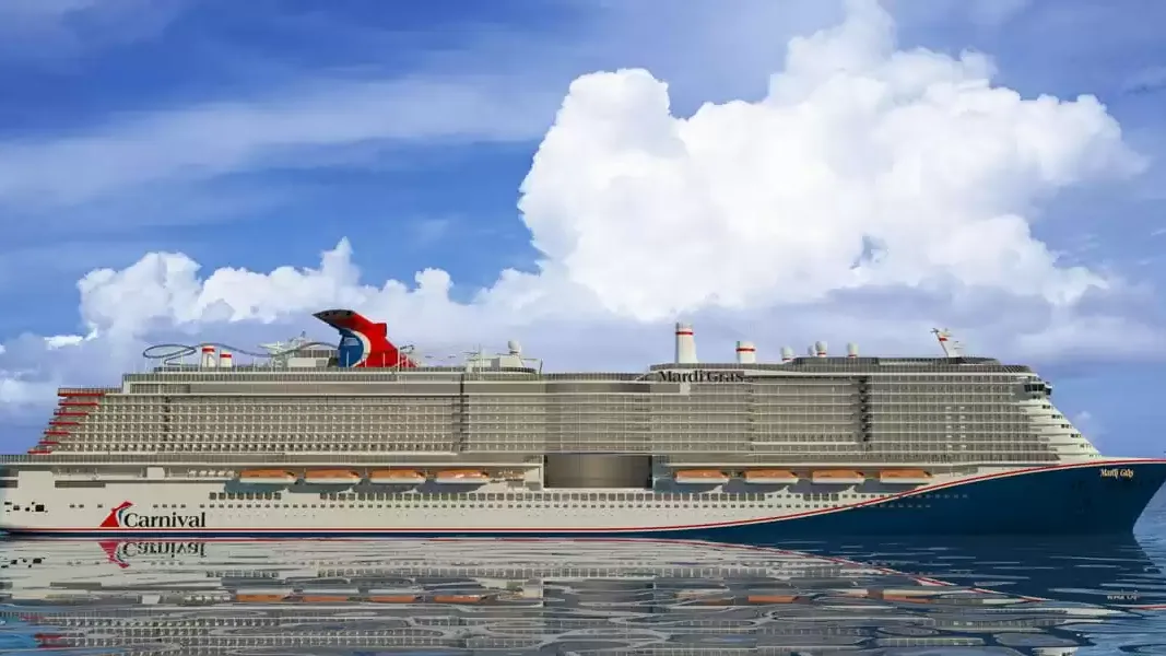 Le Carnival Sunrise en mer, vu du ciel
