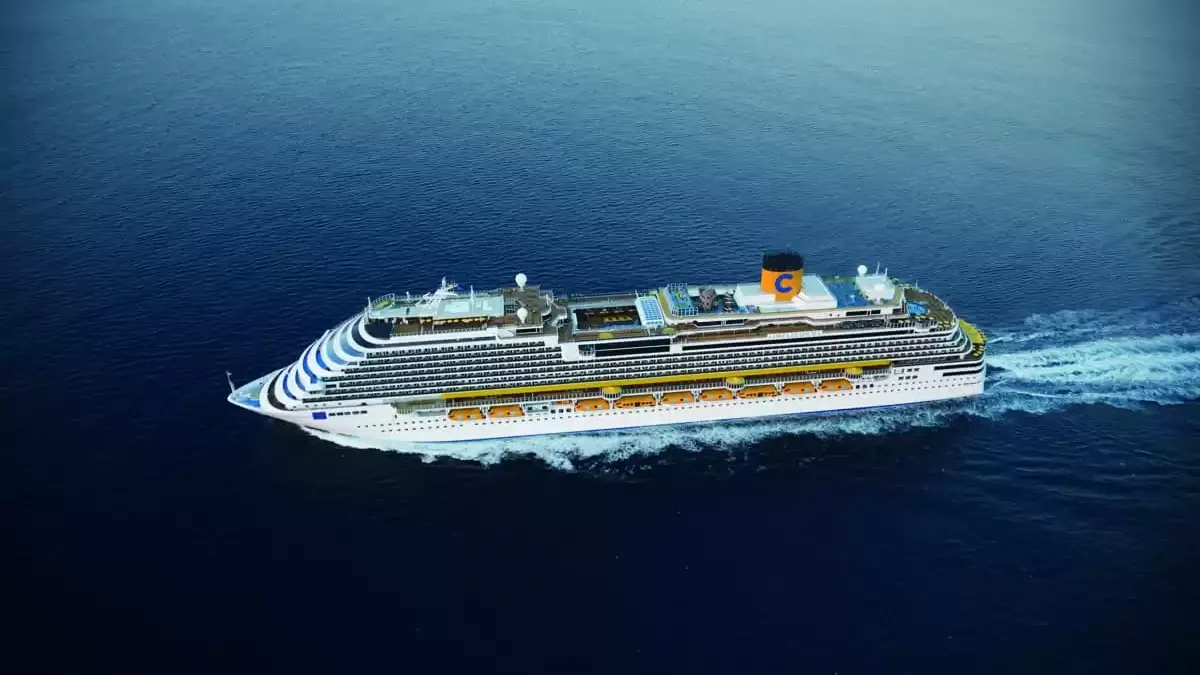 Le Costa Diadema en mer, vu du ciel