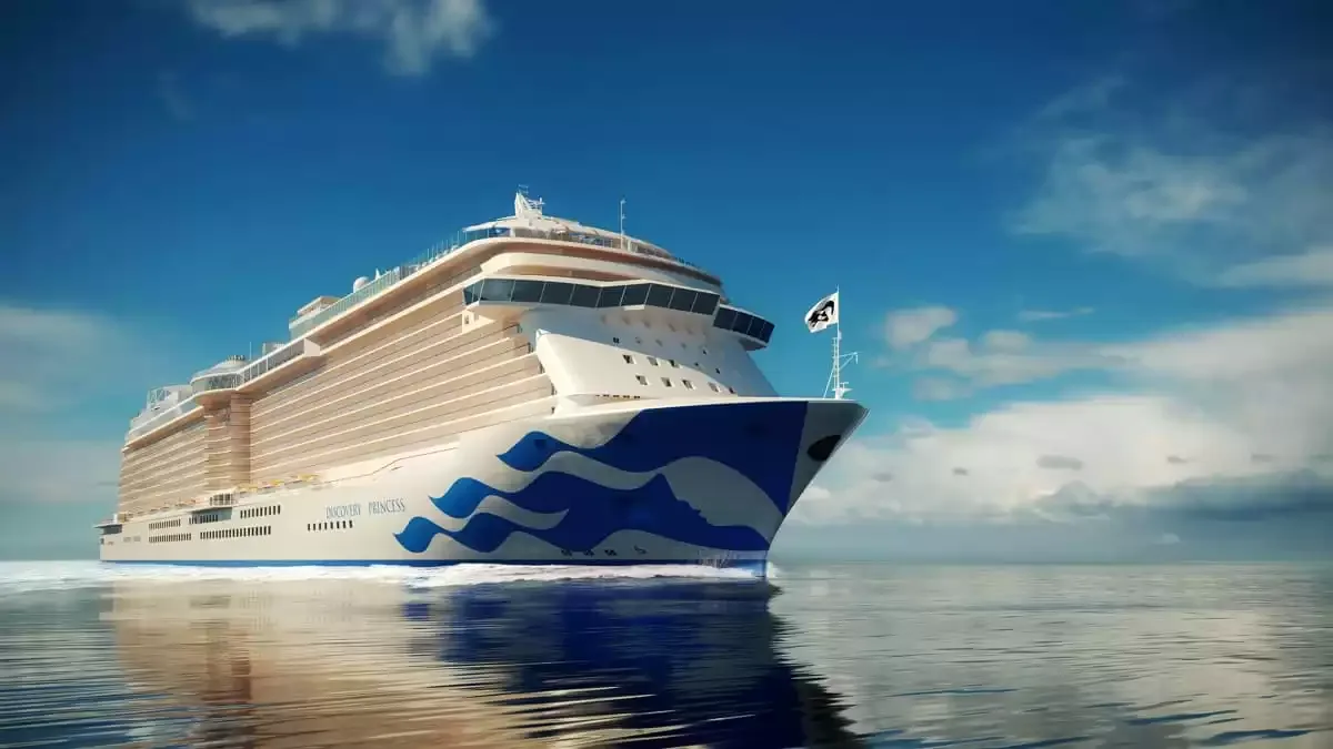 Le Diamond Princess en mer, vu du ciel