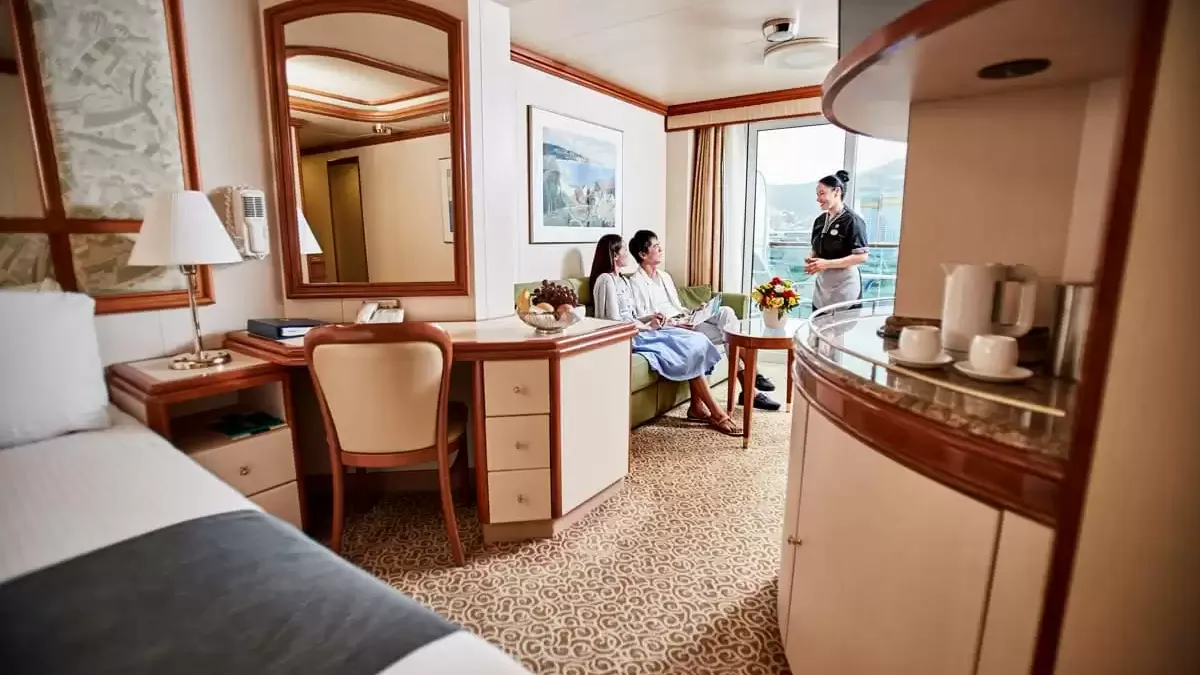 Une cabine à bord du Diamond Princess
